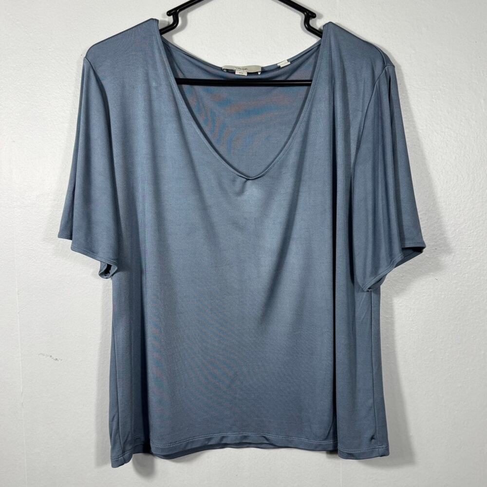 Vince Women's Light Blue Short Sleeve Knit Flutter Top Size Med Soft Feminine